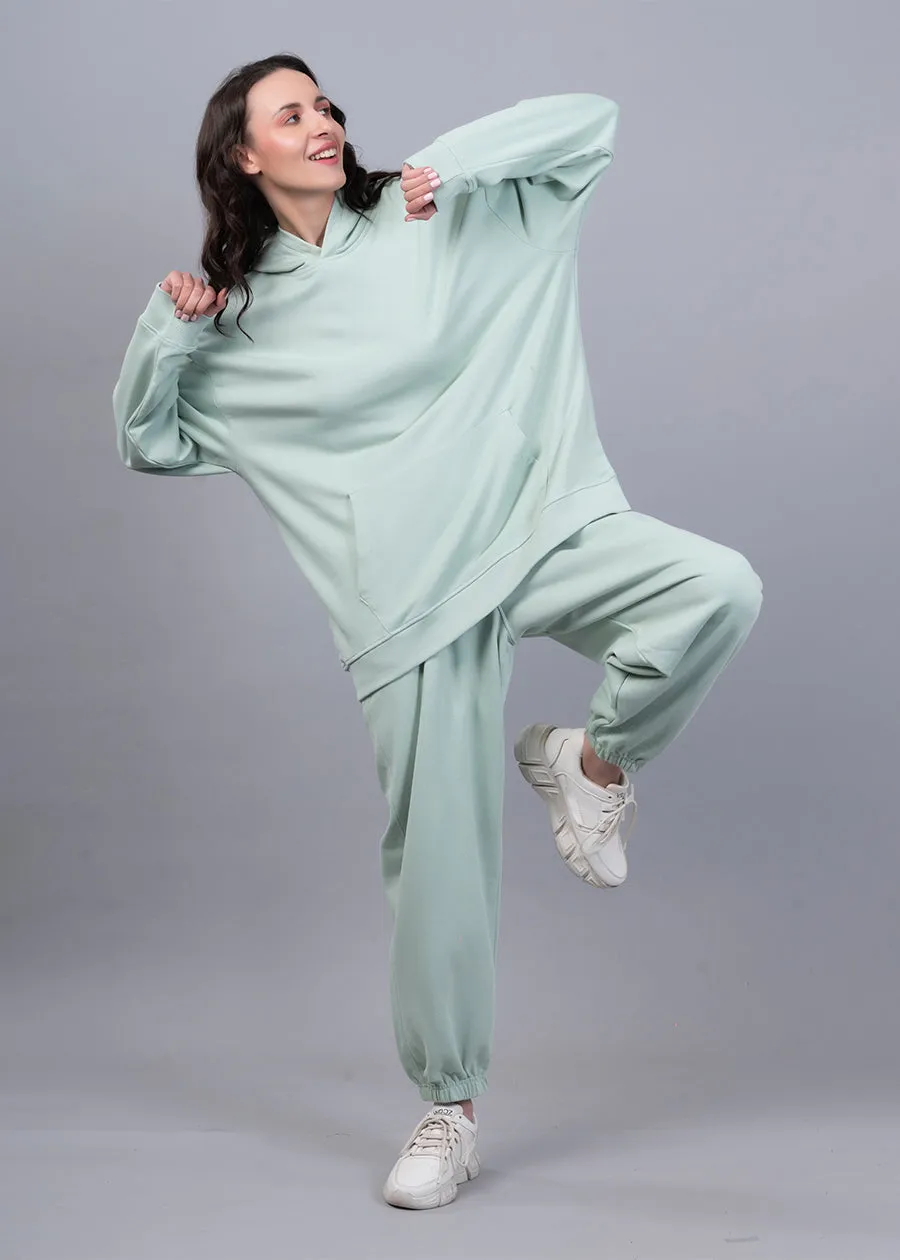 Solid Mint Green Terry Co ord Set For Womens | Pronk