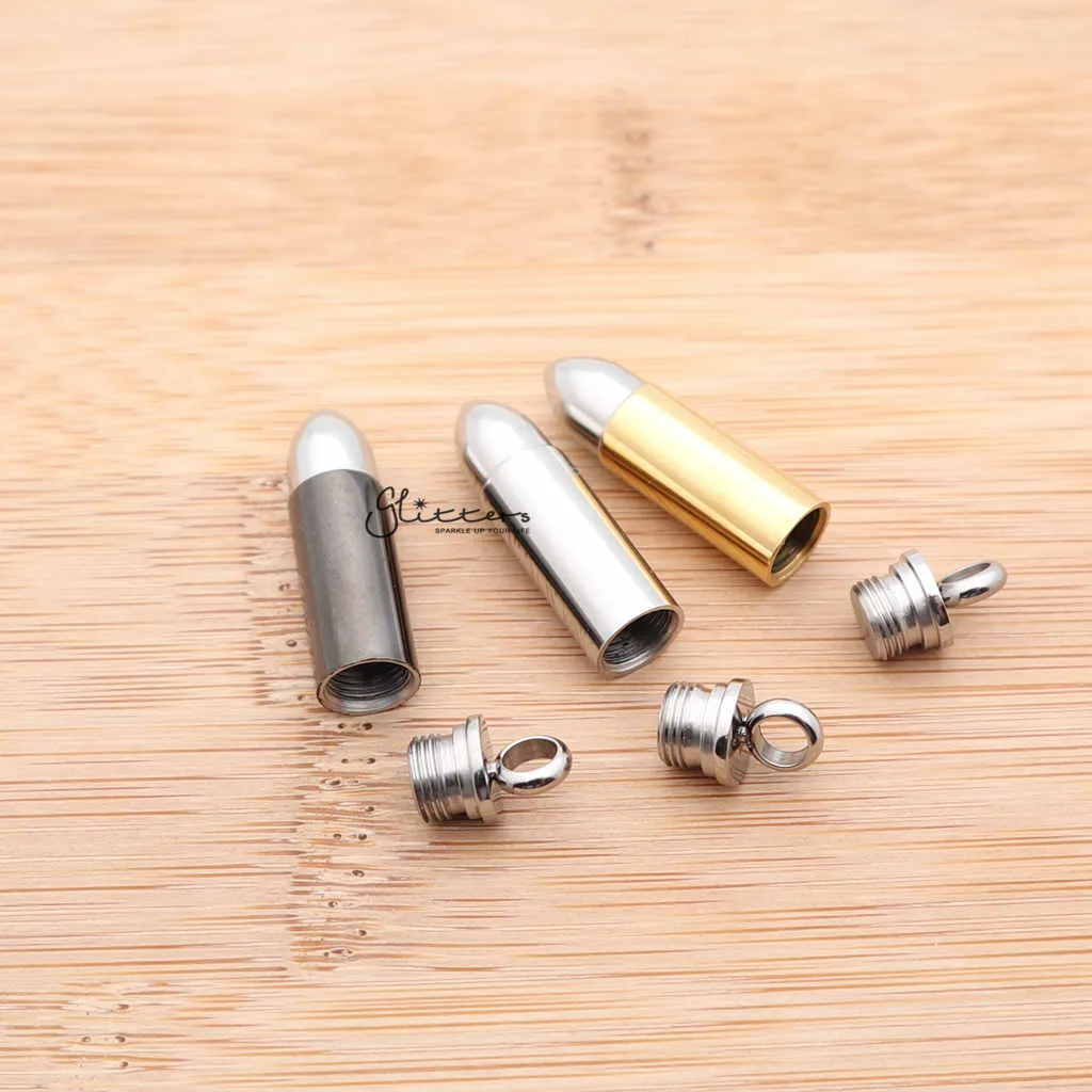 Stainless Steel Openable Bullet Pendant - Keepsake | Memorial