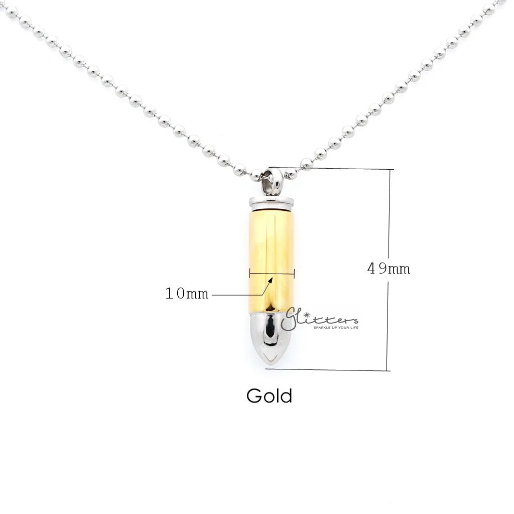 Stainless Steel Openable Bullet Pendant - Keepsake | Memorial