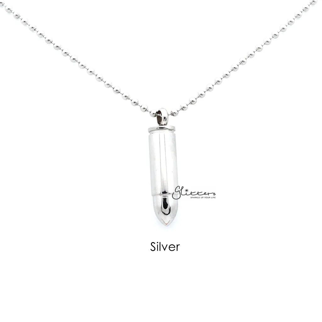 Stainless Steel Openable Bullet Pendant - Keepsake | Memorial