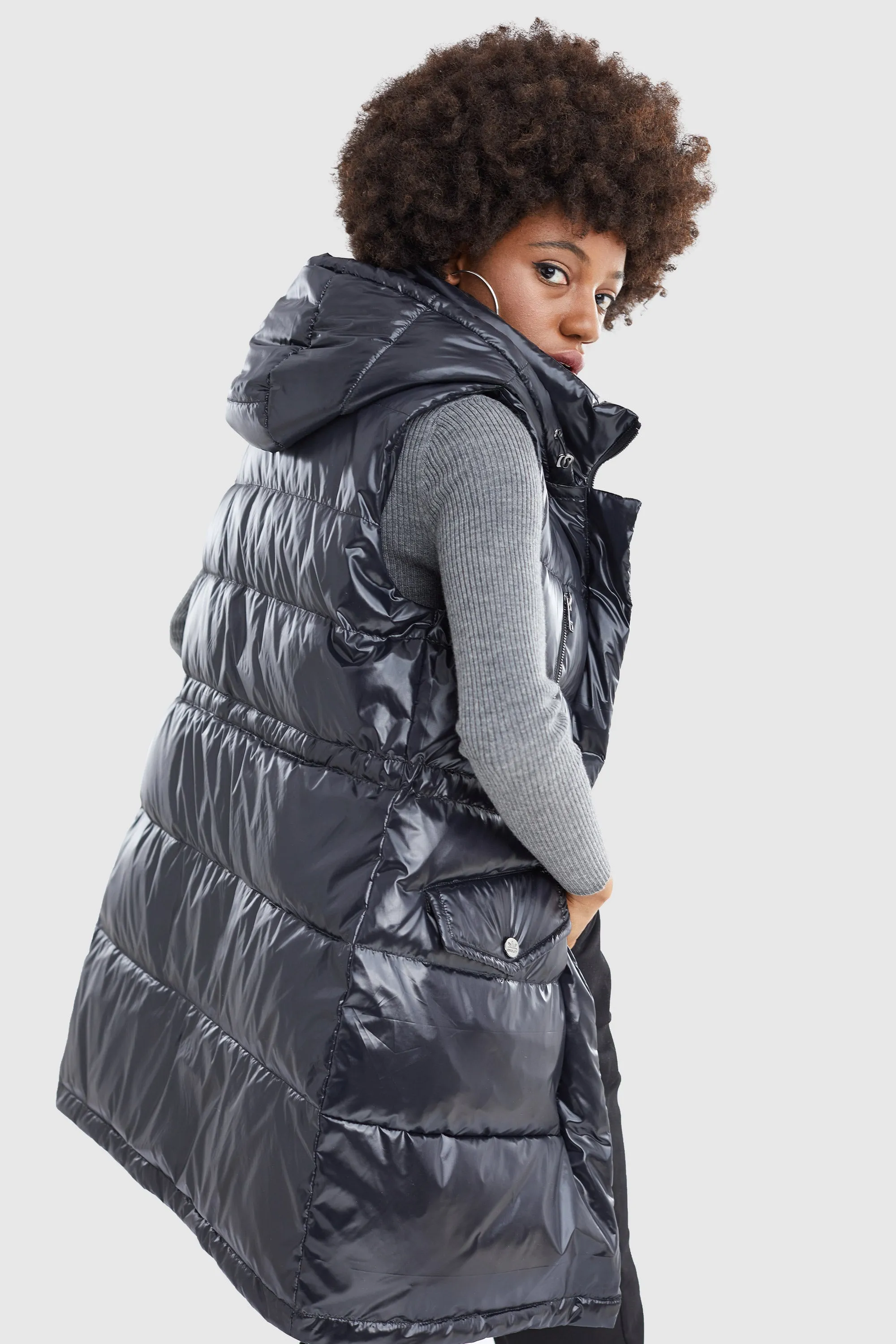 Stand Collar Thick Hooded Down Vest