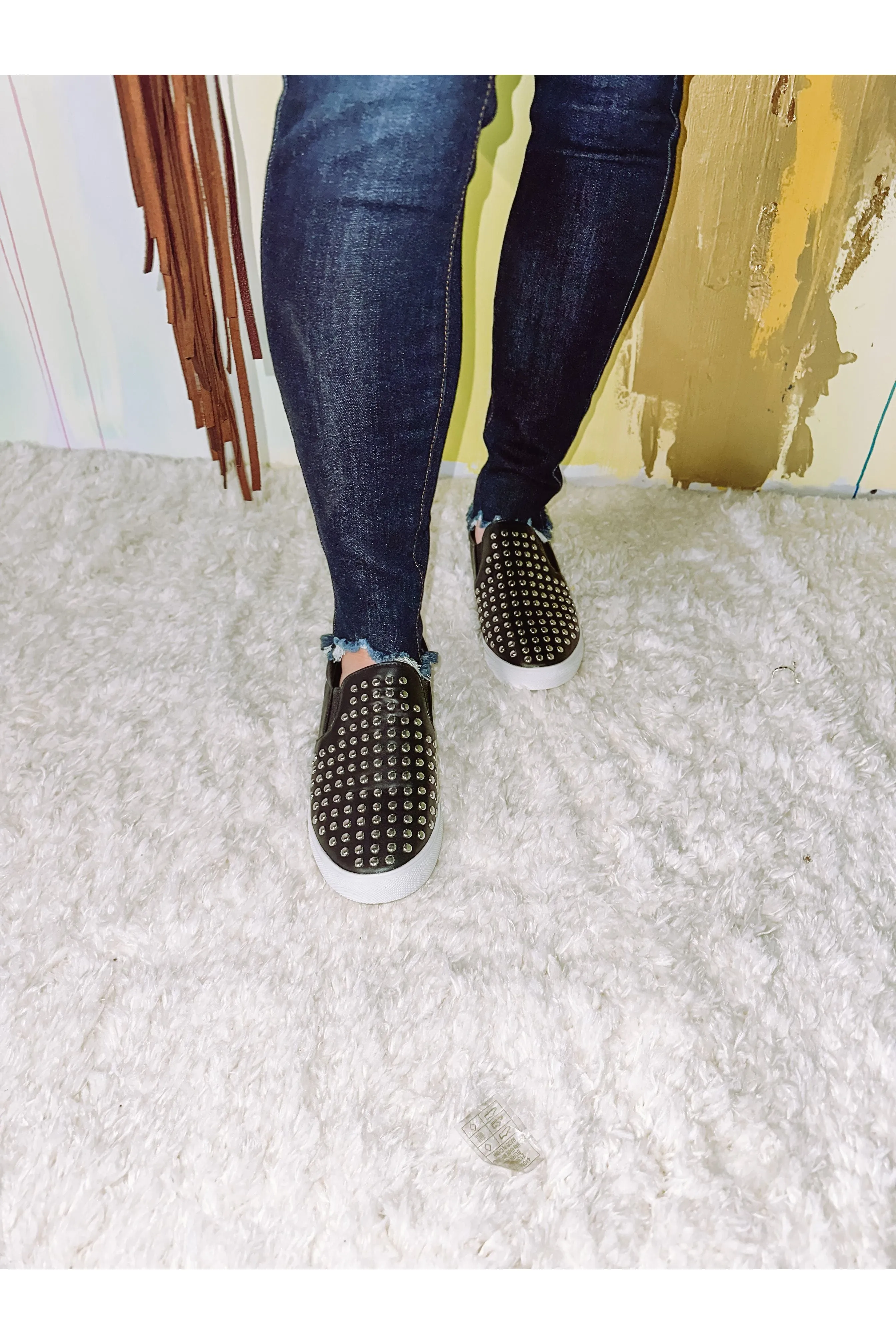 Studded Black Slip Ons