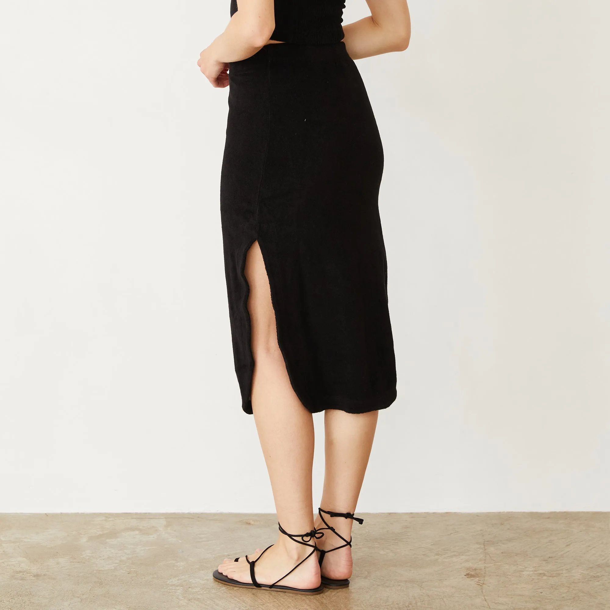 Terry Cloth Midi Skirt