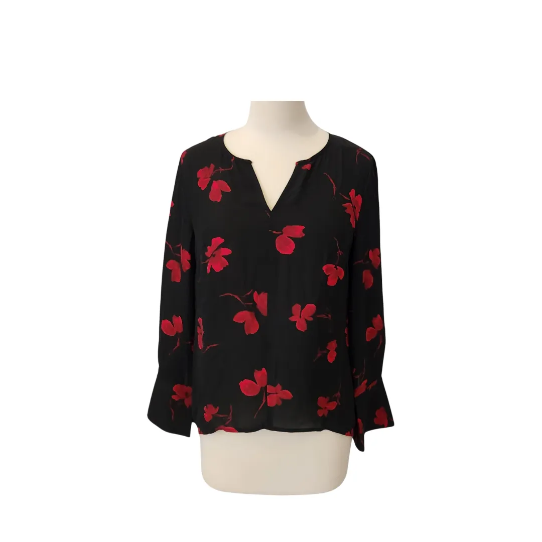 The Limited by Debenhams Black and Red Floral Blouse | Gently Used |