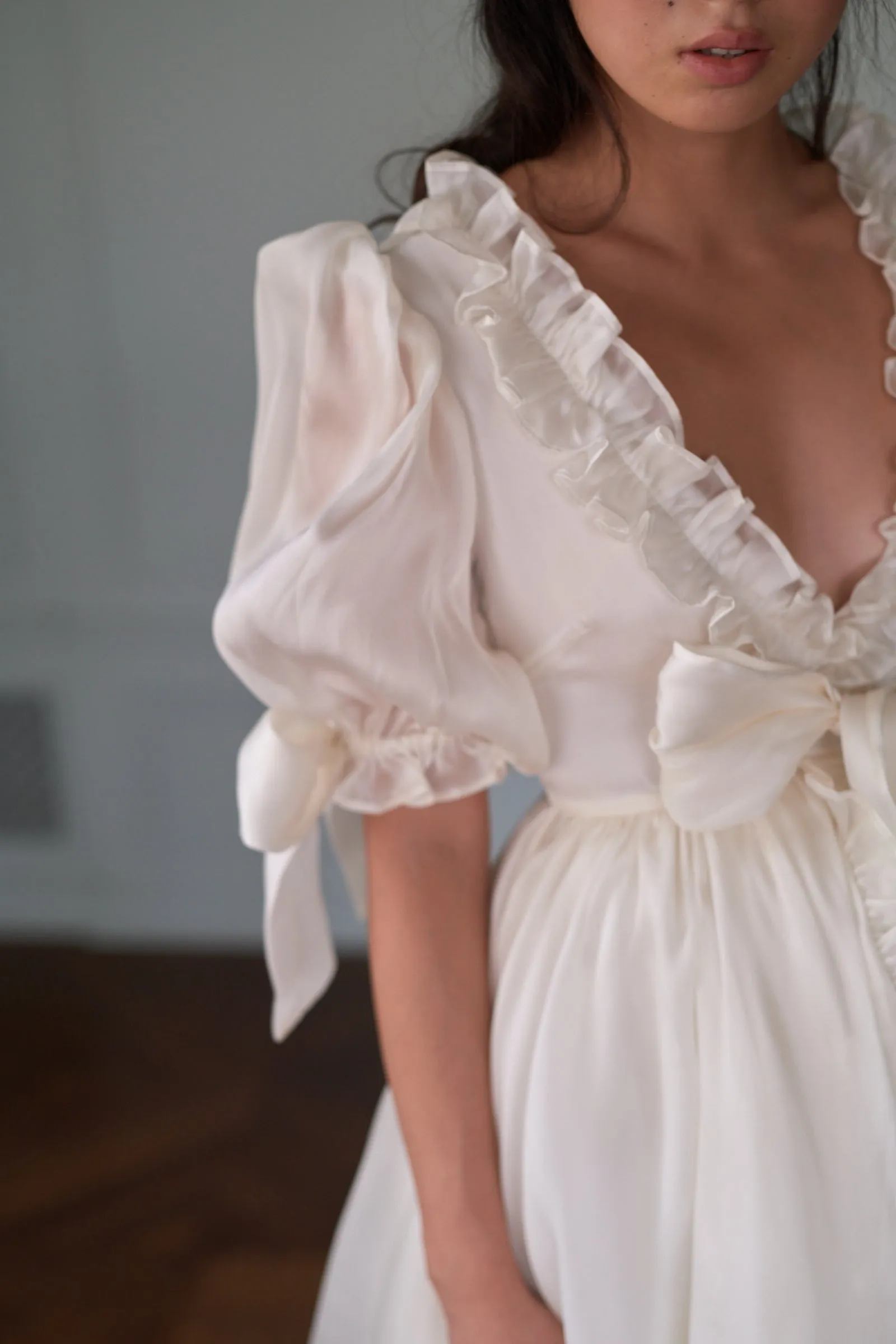 The Silk Satin Ivory Marie Dress