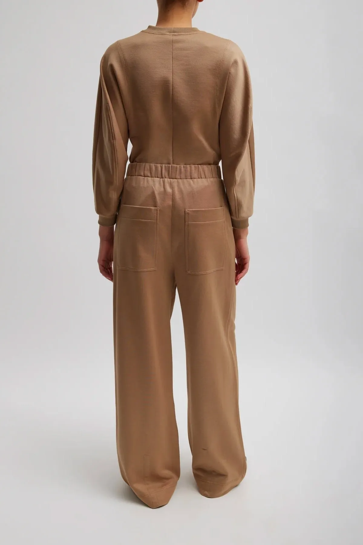 Tibi Silk Terry Pleated Pull On Pant - Granola