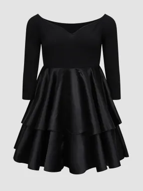 Tiered Black Plus Size Party Dress