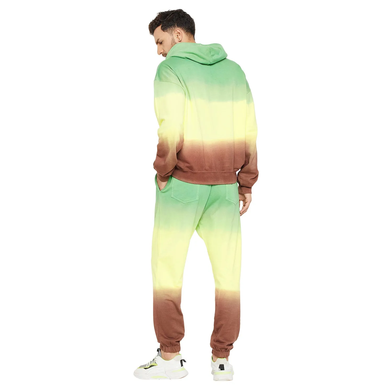 Tri Color Oversized Ombre Hoodie & Relaxed Fit Joggers Tracksuit