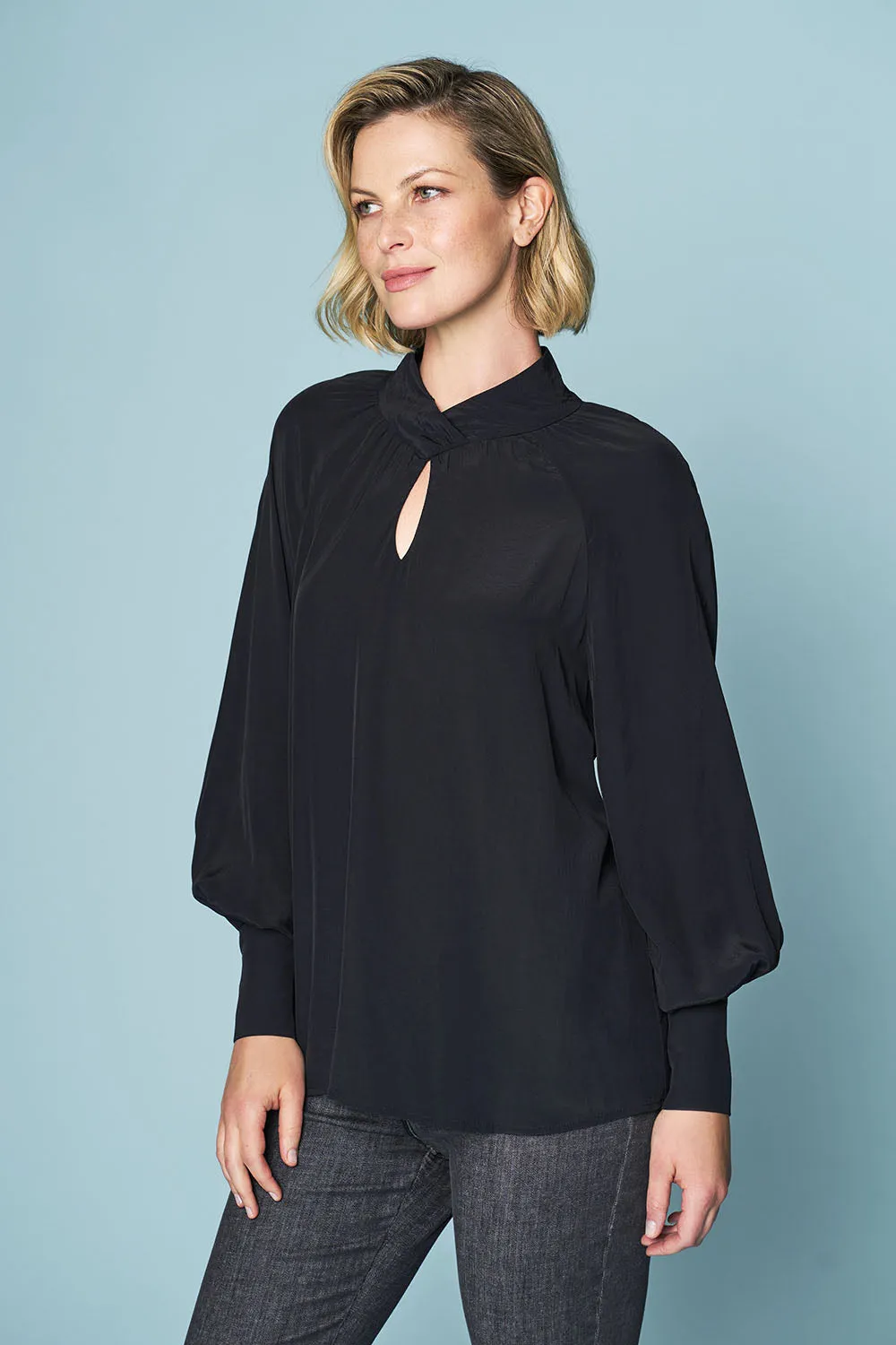 Twist Neck Flounce Top