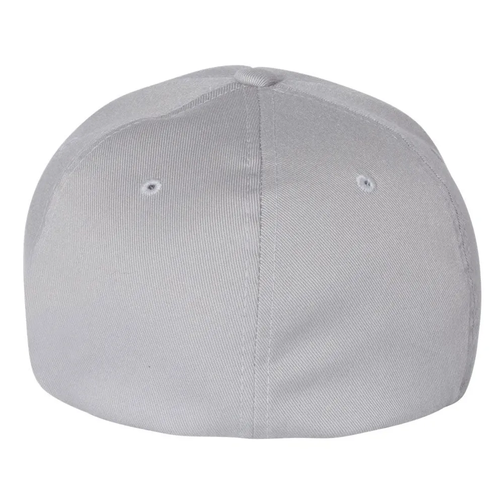 Two Tone Bullhead 6 Panel Mid Profile Flexfit Closed Back Twill Cap - From Small to 2XL Big Size