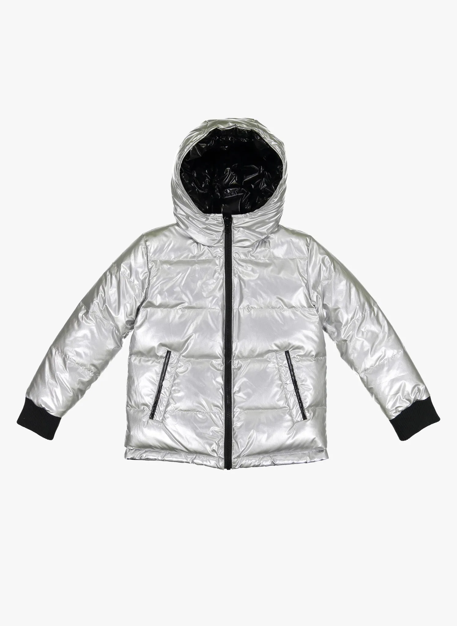 Vierra Rose Jared Reversible Puffer in Black/Silver