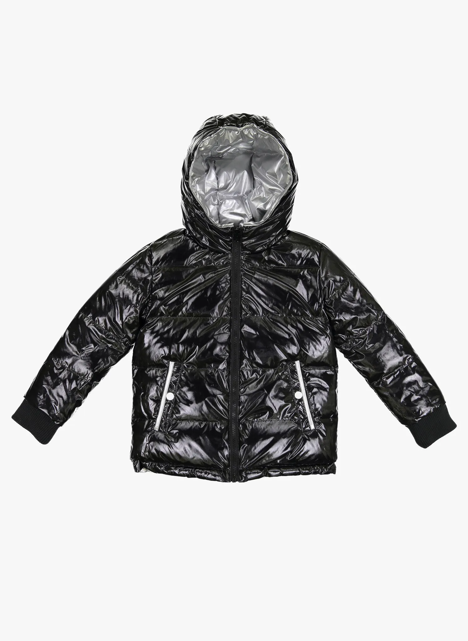 Vierra Rose Jared Reversible Puffer in Black/Silver