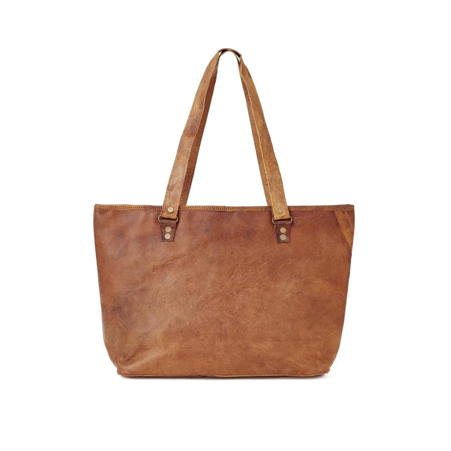 Vintage Style Leather Tote Bag