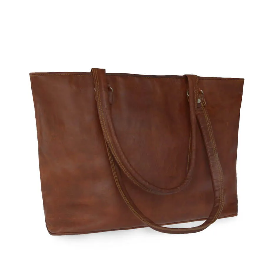 Vintage Style Leather Tote Bag