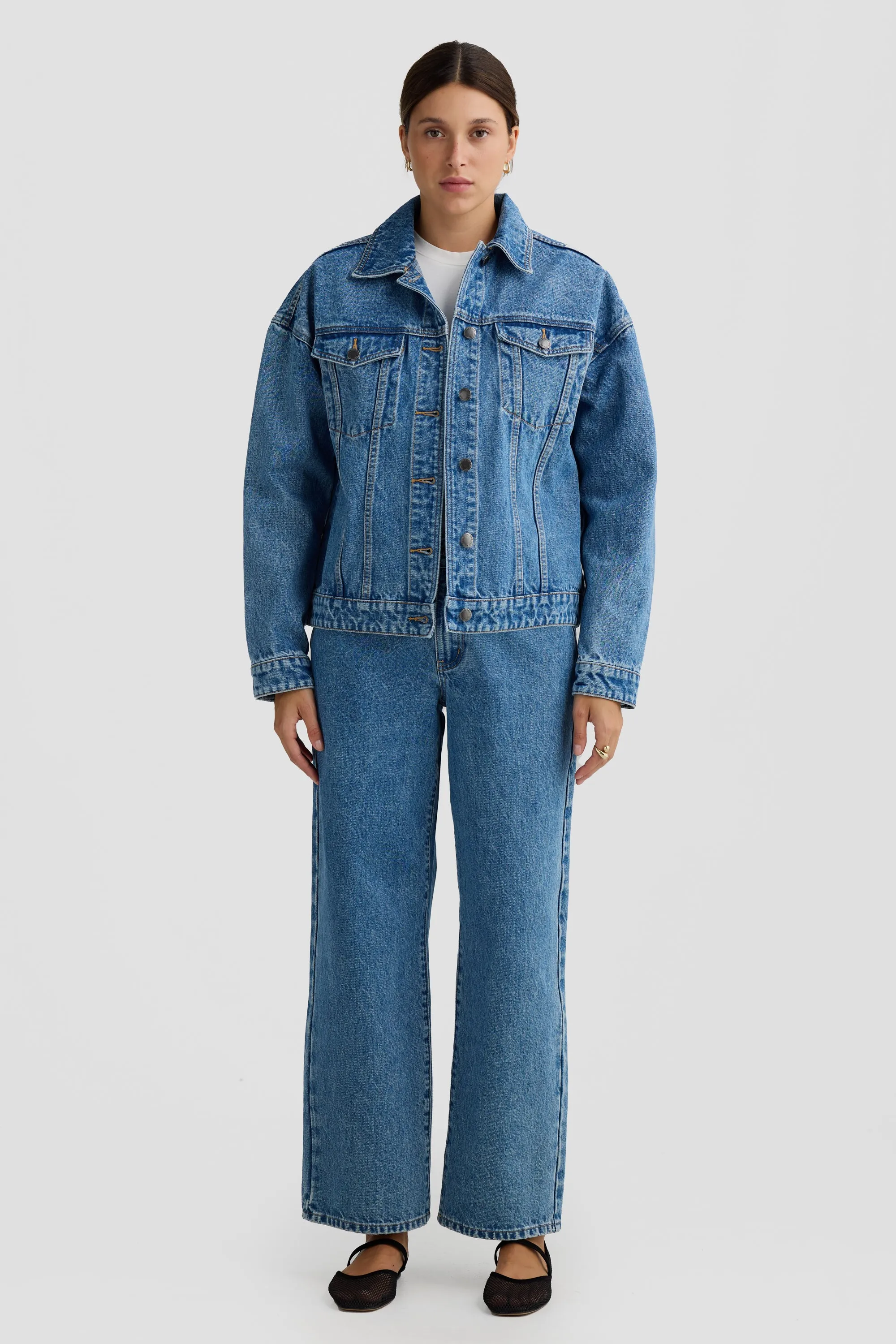 Willow Boxy Denim Jacket Mid Blue