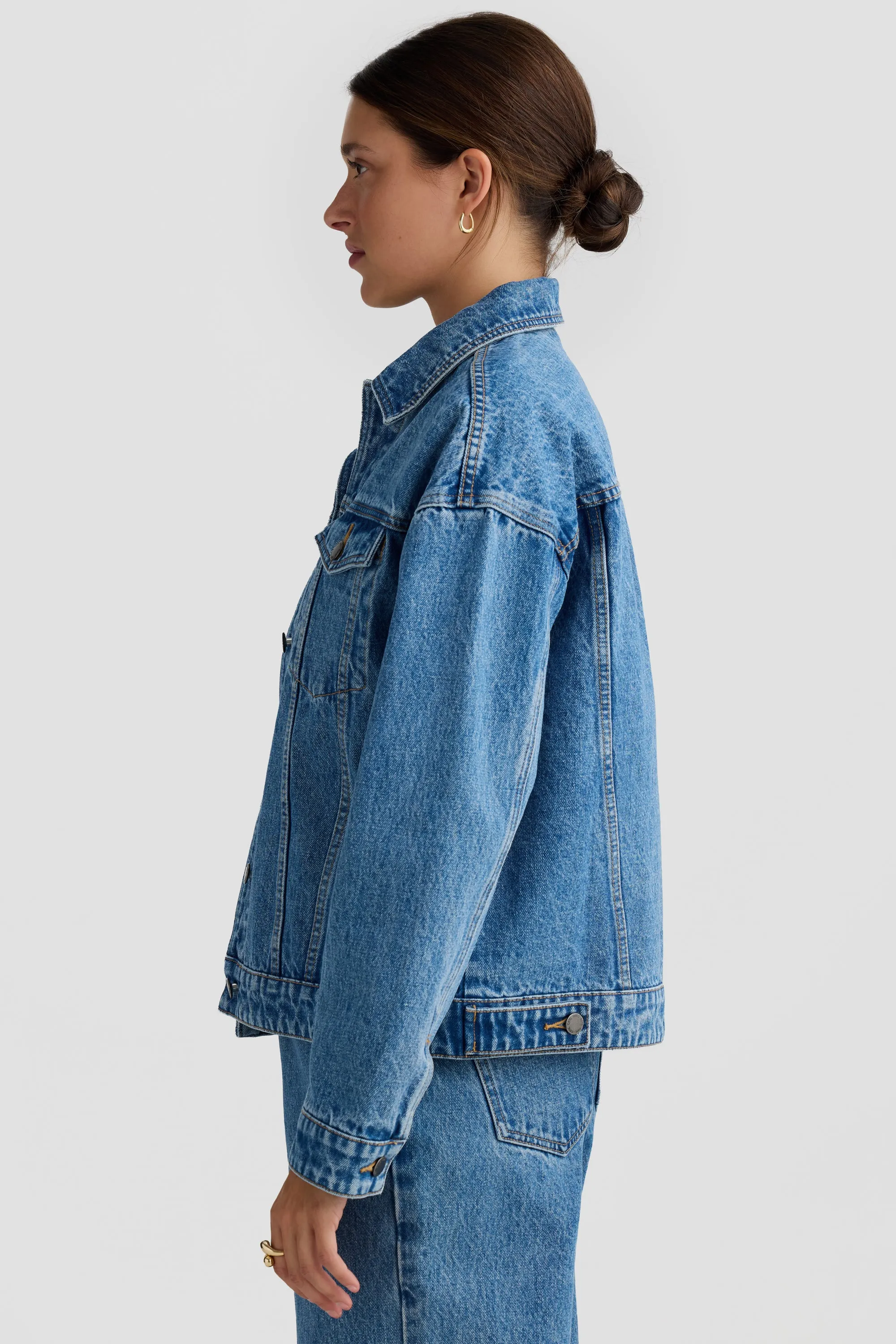 Willow Boxy Denim Jacket Mid Blue