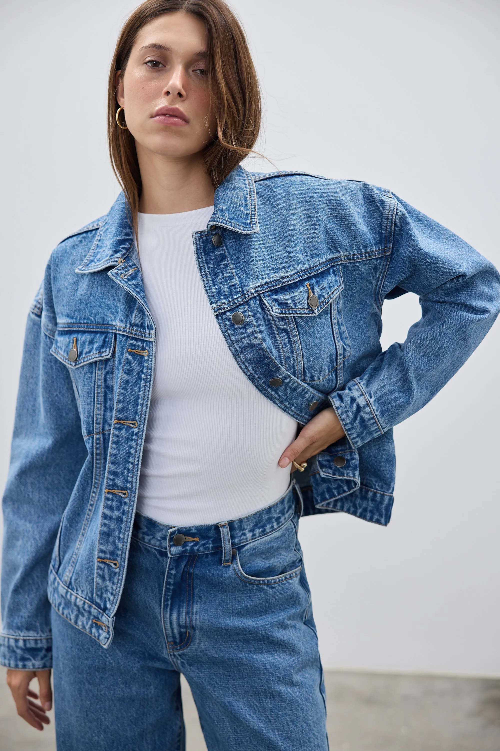 Willow Boxy Denim Jacket Mid Blue