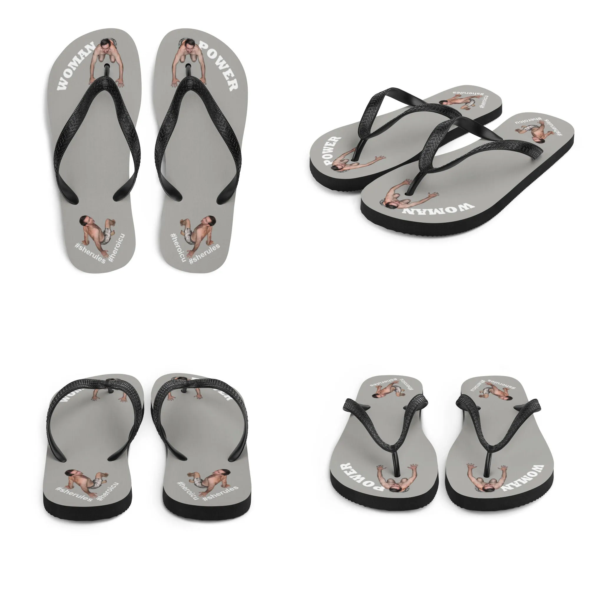 Woman Power Fabric Top Flip Flop Sandal Has Men Bow To Your Toes in 20 Colors White Letters (NEW 2023-04)