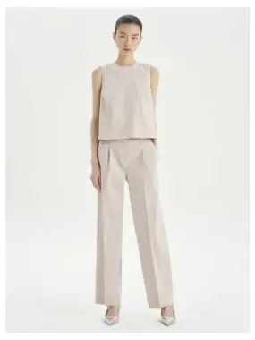 Women s Linen Double Pleated Pants Trousers Straw Domestic Product