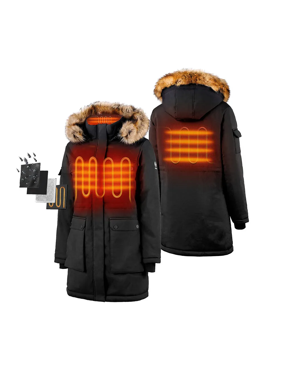 Women's Heated Thermolite® Parka (4 Heating Zones) - Black