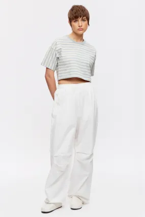 Women's Heavyweight Crop Tee in Puritan Grey/Birch Stripe