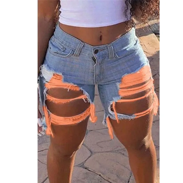 Women's summer Ripped denim shorts Trendy celebrities shorts jeans Plus size shorts S-5XL