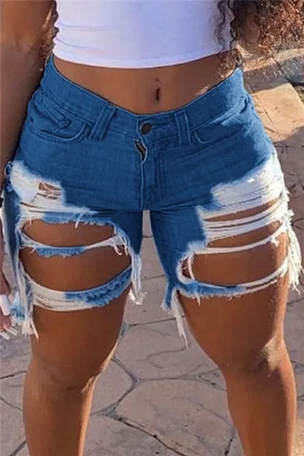 Women's summer Ripped denim shorts Trendy celebrities shorts jeans Plus size shorts S-5XL