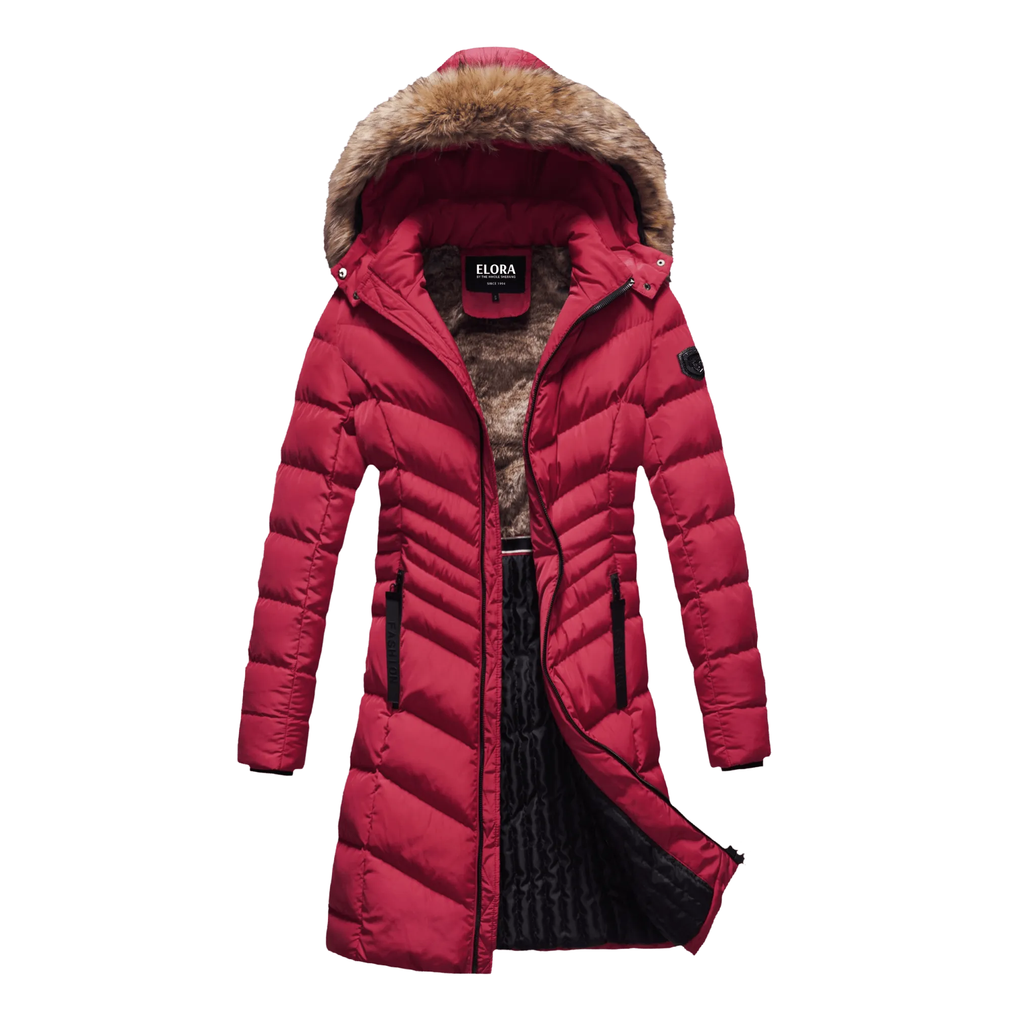 Women's Winter Coat Long and Slimming Warm Parka Jacket with Removable Faux Fur Hoodie,