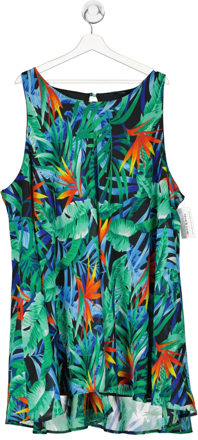 Yours Green Sleeveless Tropic Print Midi Dress UK 30