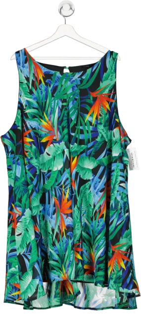 Yours Green Sleeveless Tropic Print Midi Dress UK 30