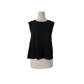 ZARA Navy & Black Velvet Trim Sleeveless Blouse | Pre Loved |